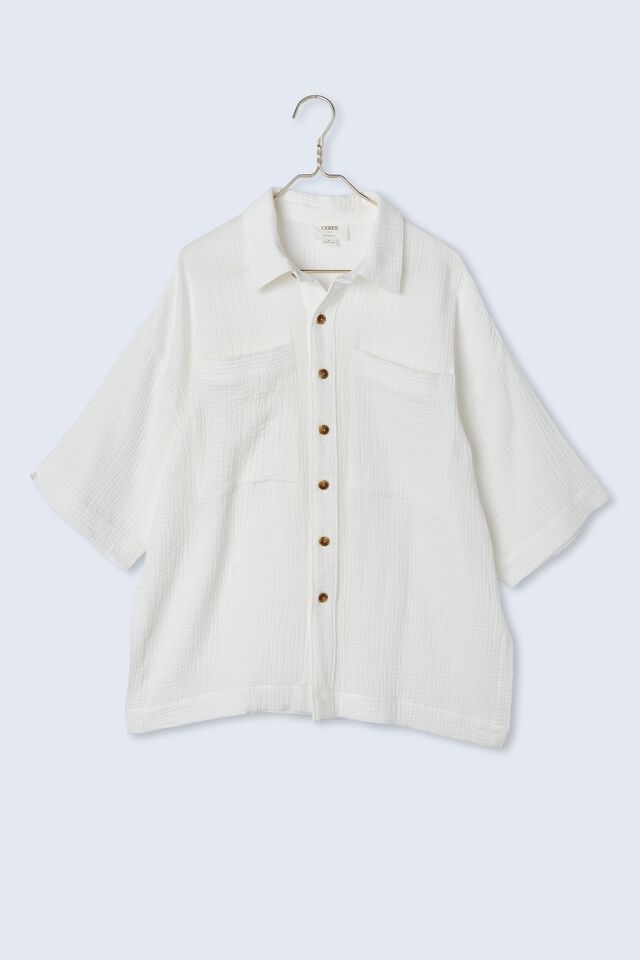 Double Cloth Shirt In Organic Cotton, WHITE