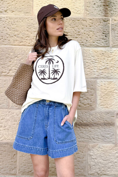 Liv Oversized Tee, SHELL/ISLAND PALMS