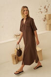 Sloane Short Sleeve Midi Dress, CHOCOLATE - example image 5