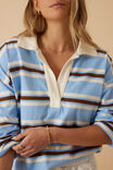 Shelby Slouchy Rugby Top, POWDER BLUE/TOFFEE STRIPE - alternate image 4