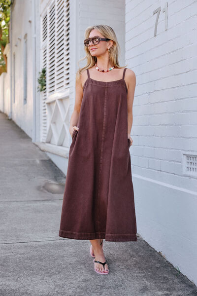 Remy Strappy Midi Dress, CHOCOLATE