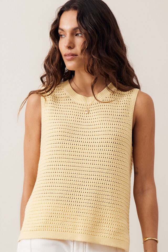 Maddy Mesh Knit Tank, NEW BUTTER