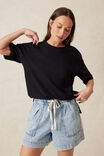 Longline Step Hem Tee, BLACK - alternate image 1