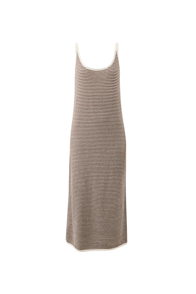 Fia Stripe Knit Midi Dress, CHOCOLATE ECRU STRIPE