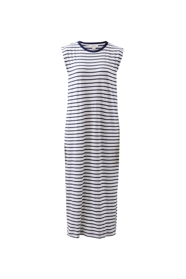 Paloma Dress, WHITE/FRENCH NAVY STRIPE