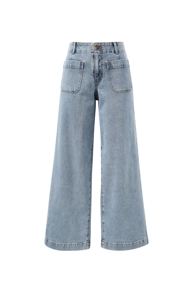 Wide Leg Front Pocket Jean, VINTAGE BLUE