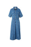 Short Sleeve Denim Maxi Shirt Dress, FRESH INDIGO DENIM - alternate image 2