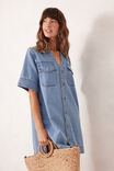 Relaxed Shirt Dress, MID VINTAGE BLUE - alternate image 6