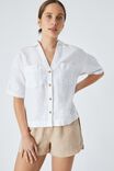 Linen Relaxed Ss Shirt, WARM WHITE