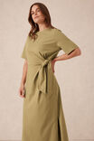 Tie Midi Tee Dress, FIG GREEN - alternate image 6