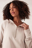 Raglan Half Zip Hoodie, ALMOND - alternate image 4