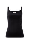 Square Neck Rib Singlet, BLACK - alternate image 2