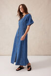 Short Sleeved Panelled V-Neck  Midi Dress, FRESH INDIGO - alternate image 5