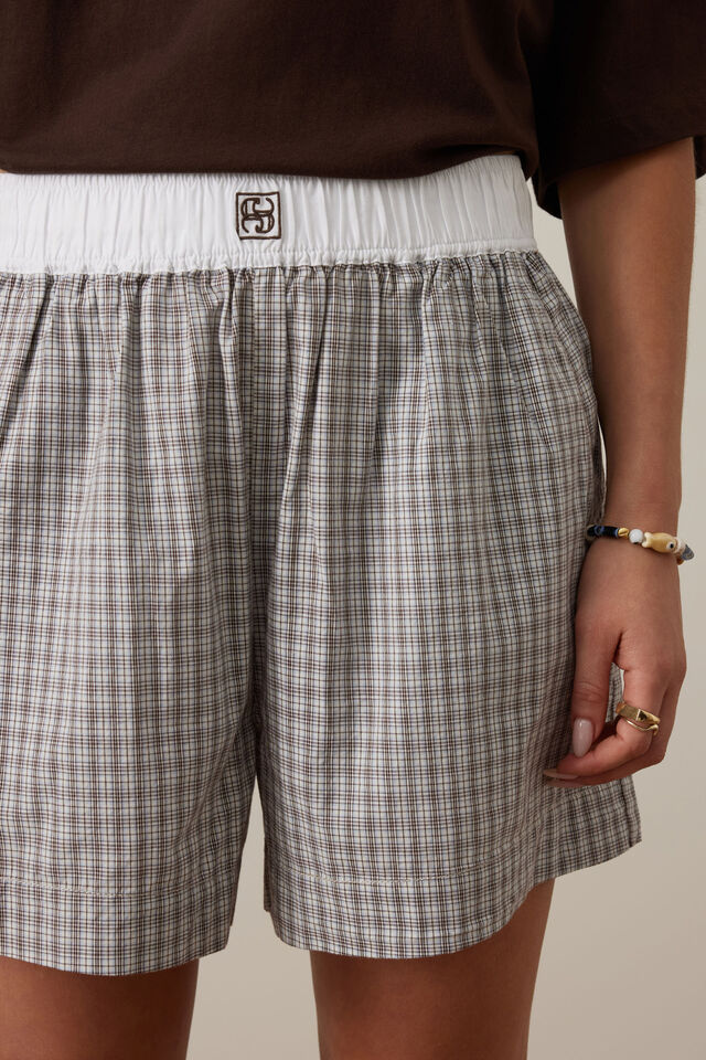 Mila Short, WINE CHOC BLUE CHECK