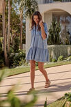 Short Sleeve Tiered Shirt Dress, VINTAGE BLUE DENIM - alternate image 3