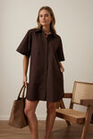 Sara Mini Shirt Dress, CHOCOLATE - alternate image 1