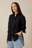 Oversized Shirt, BLACK ORGANIC COTTON - alternate image 5