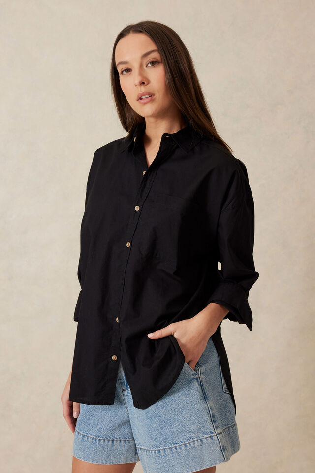 Oversized Shirt, BLACK ORGANIC COTTON