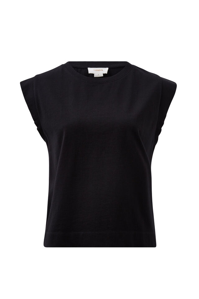 Extended Shoulder Tee, BLACK