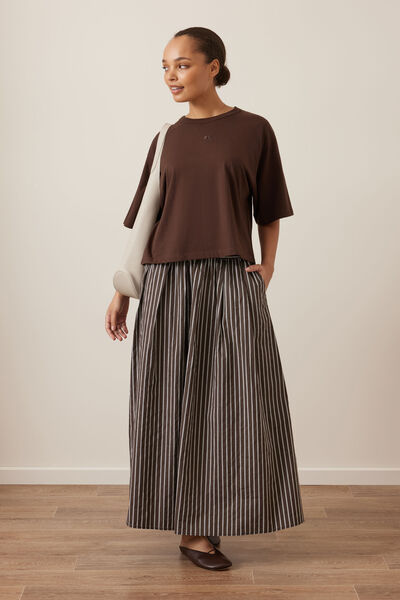 Florence Maxi Skirt, CHOCOLATE WHITE STRIPE