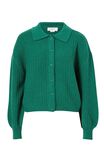 Soft Cropped Collared Cardigan In Recycled Blend, LAWN GREEN - alternate image 2