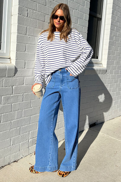 Wide Leg Patch Pocket Jean, WASHED INDIGO