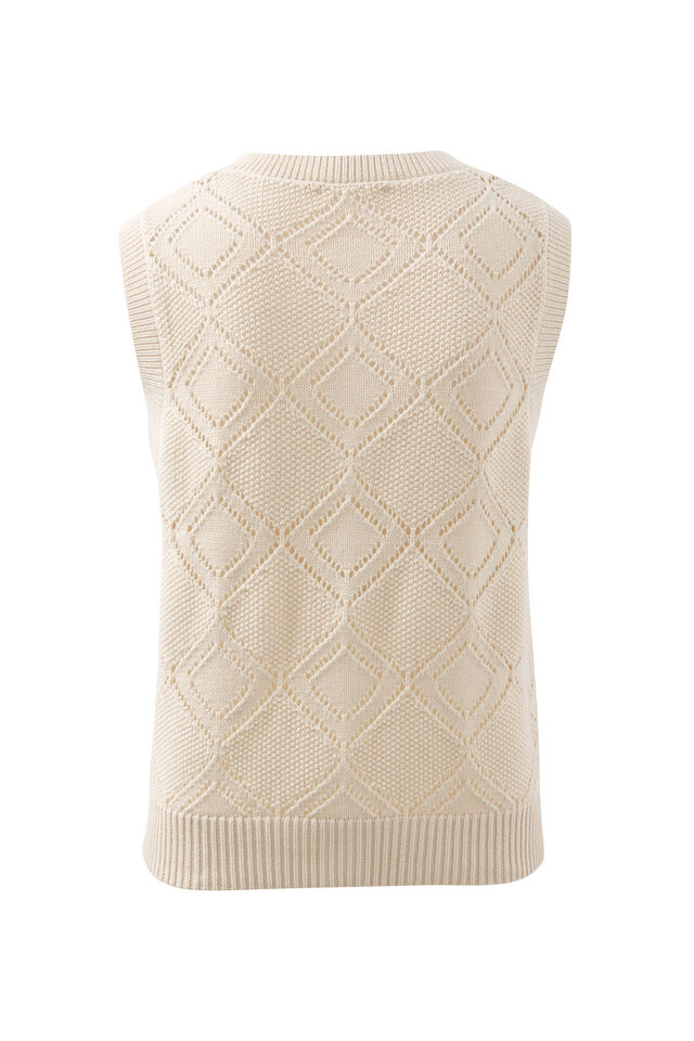 Dahlia Diamond Knit Vest, ECRU