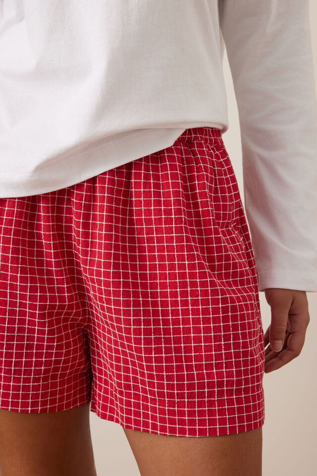 Mila Short, TEXTURED RED CHECK