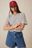 Longline Step Hem Tee, VANILLA /PHANTOM FINE STRIPE - alternate image 1