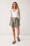 Panelled Pull On Short, KHAKI LINEN - alternate image 5