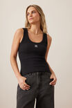 Zoe Contour Rib Scoop Tank, BLACK/WHITE MONOGRAM EMBROIDERY - alternate image 5