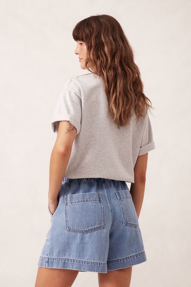 Relaxed Everyday Short, MID BLUE WASH