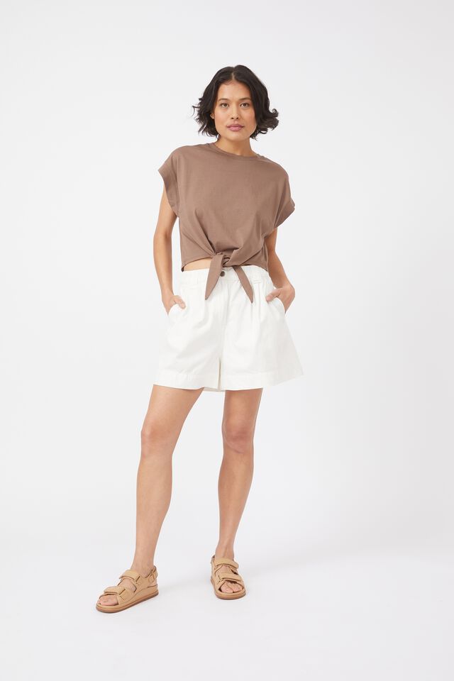 Tie Top In Organic Cotton, TAUPE