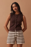 Molly Textured Knit Short, CHOC STRIPE - alternate image 1