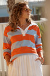 Shelby Slouchy Rugby Top, SKY BLUE/FLAME STRIPE - alternate image 6