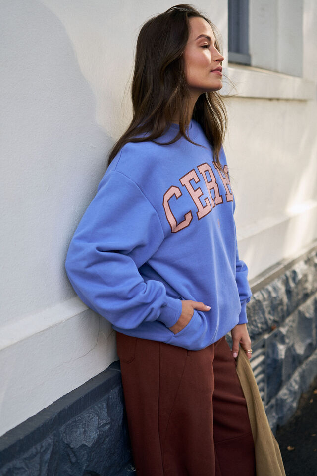 Isla Oversized Slouchy Crew, VINTAGE BLUE PINK CLAY BURNT TOFFEE HERITAGE
