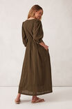 Sculptured Sleeve Midi Dress, DEEP OLIVE - alternate image 3