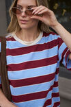 Stevie Slouchy Tee, BURGUNDY/SKY BLUE STRIPE - alternate image 4