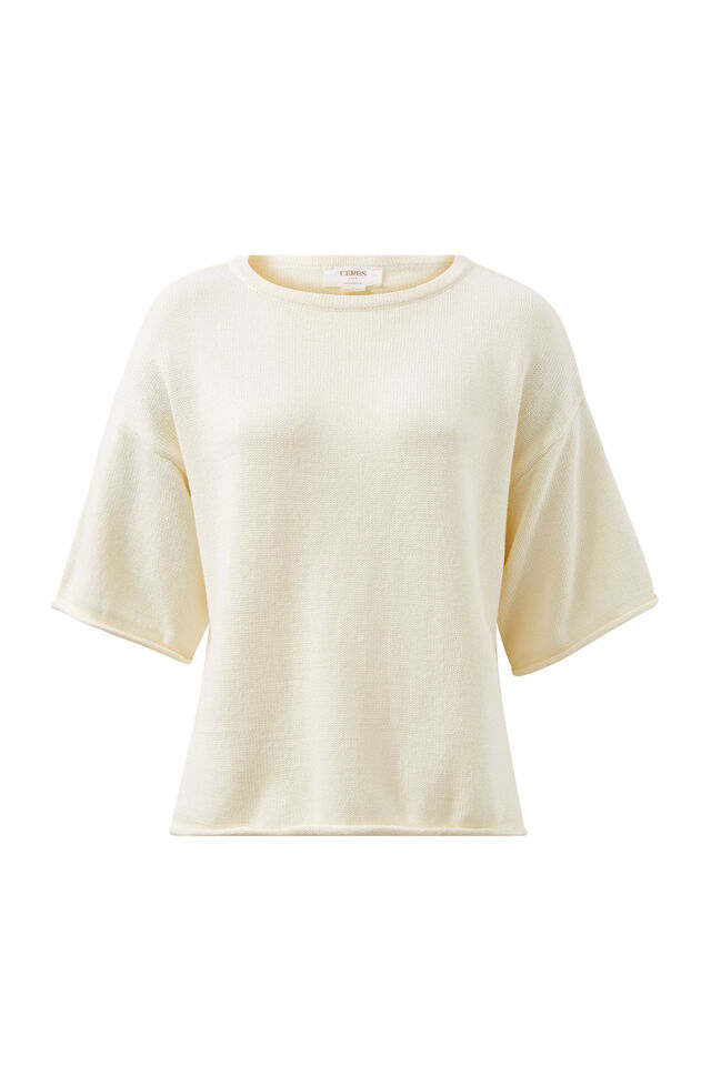 Boxy Knit Tee, EGGSHELL