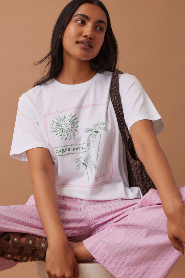 Stevie Slouchy Tee, WHITE/CERES HOTEL