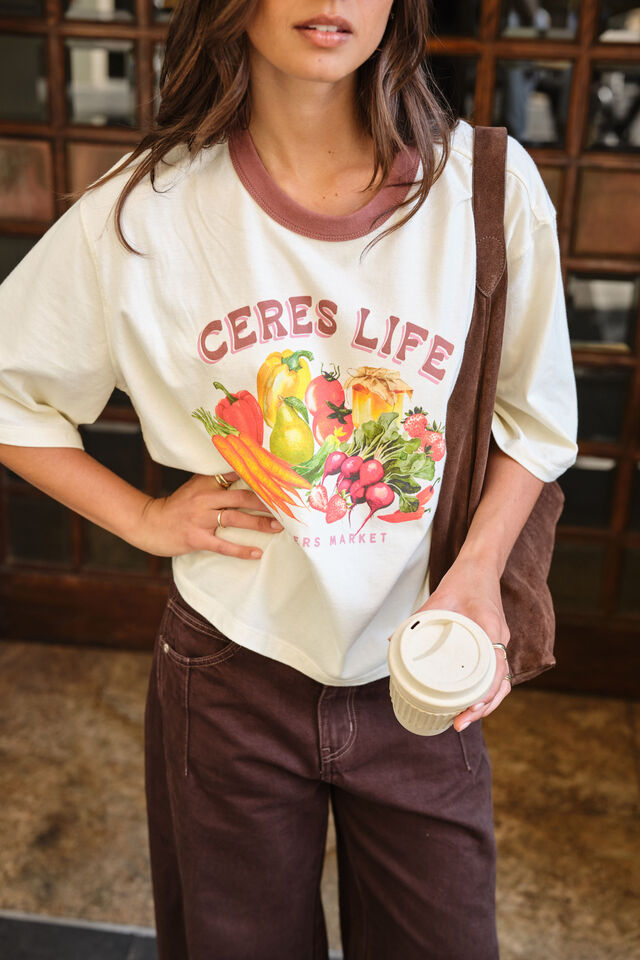 Macy Print Tee, MILK/FARMERS MARKET