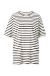 Longline Step Hem Tee, VANILLA /PHANTOM FINE STRIPE - alternate image 2