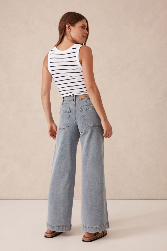 Wide Leg Front Pocket Jean, VINTAGE BLUE