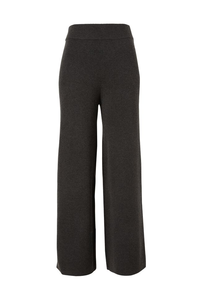 Soft Knit Wide Leg Pant In Recycled Blend, CHARCOAL MARLE