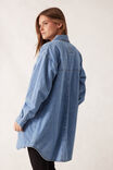 Maeve Longline Panelled Denim Shirt, MID VINTAGE BLUE - alternate image 3