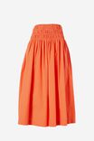 Shirred Skirt In Organic Cotton Poplin, PAPAYA - alternate image 2