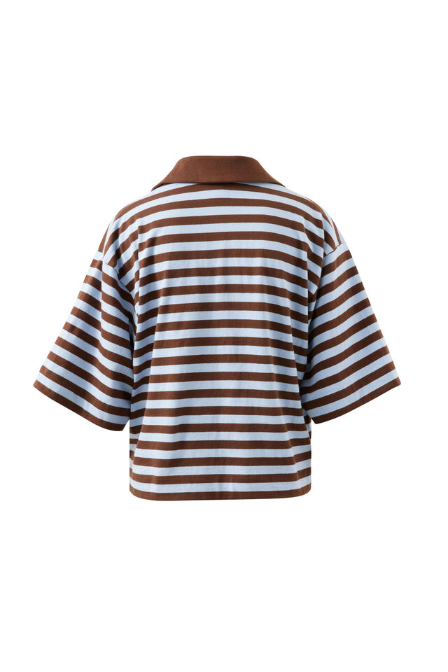 Arlie Short Sleeve Rugby, CHOC/CHALK STRIPE