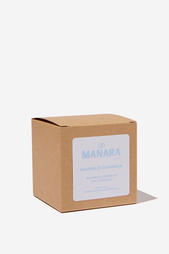 Manara Home Bubble Cube Candle, Blue - Sandalwood & Patchouli