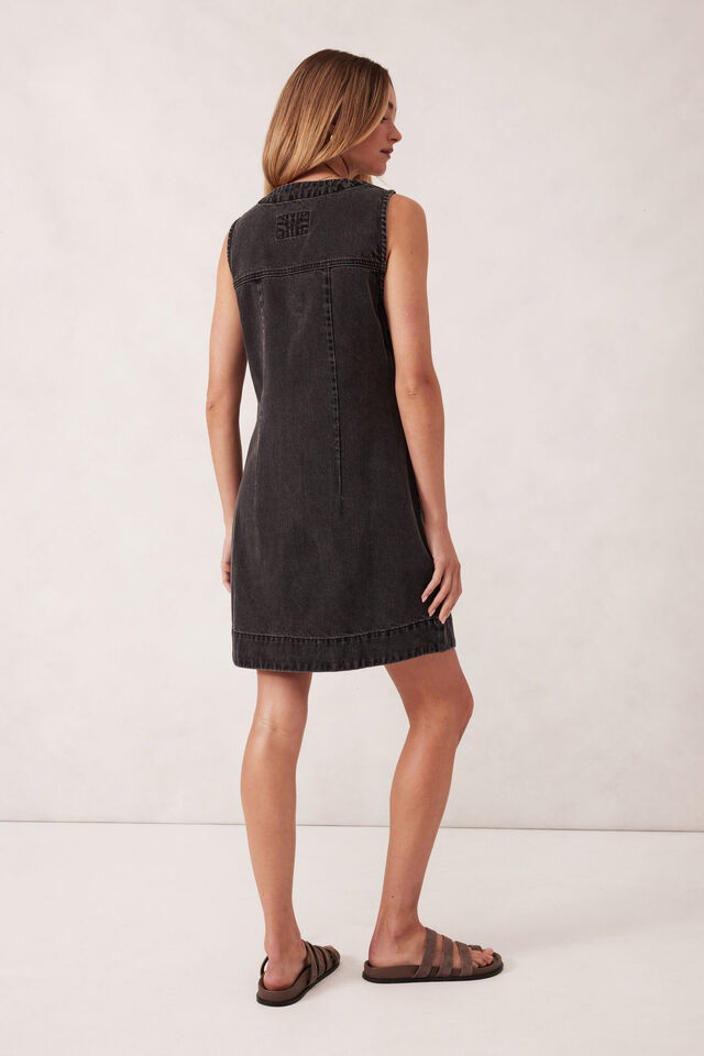 Seamed Mini Shift Dress, VINTAGE BLACK