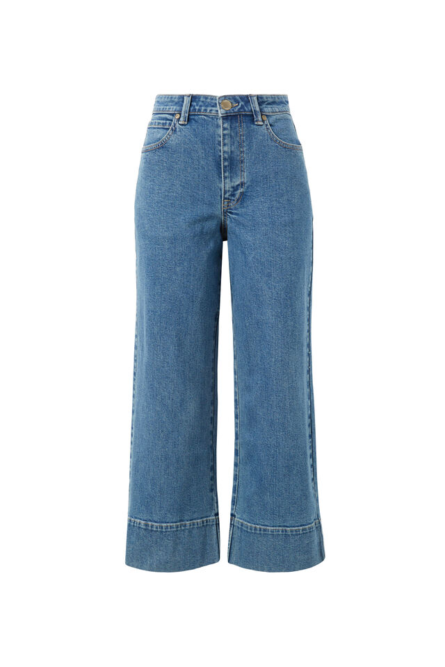 Jude Wide Leg Crop Jean, MID INDIGO